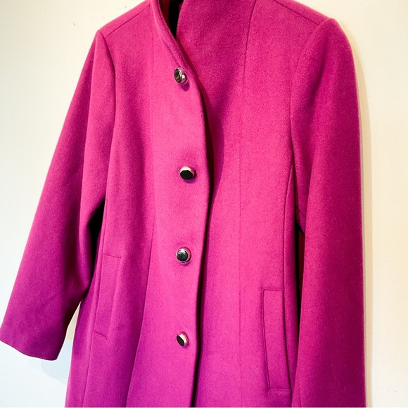 COPY - 09. NWOT KATE SPADE Regal Fuchsia Wool Stand Up Collar Peacoat - Picture 7 of 16